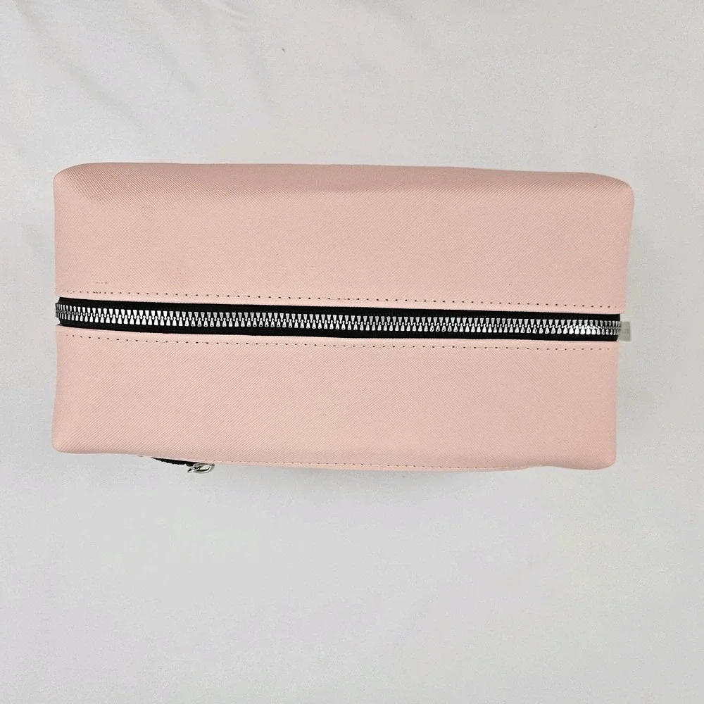 New Rae Dunn Pink Cosmetic Makeup Bag 10x5x4.5